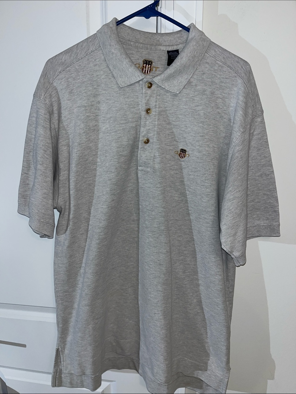 Gant vintage Gray Cotton Polo Golf shirt XL Slim Retro mens